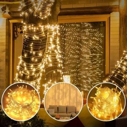 Imagem de Cordão Pisca Pisca Led De Natal 100 Lâmpadas Coloridas Cor Das Luzes branco quente 110v