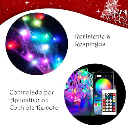 Imagem de Cordão Pisca Pisca Luz Led Smart Decoração 10m Controle Remoto App Bluetooth
