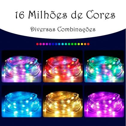 Imagem de Cordão Pisca Pisca Luz Led Smart Decoração 10m Controle Remoto App Bluetooth