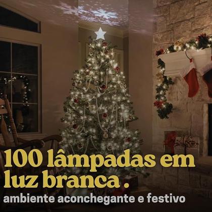 Imagem de Cordão PiscaPisca LED Luz Branca 110V 10 Metros Natal 100 leds 8 funções Branco Natalino