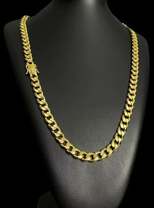 Imagem de Cordão Pitbull 10mm Fecho Nossa Senhora Banhado A Ouro 18k
