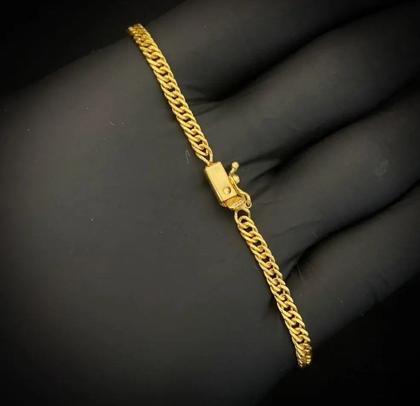 Imagem de Cordão + Pulseira 3mm Grumet Lacraia Banhado A Ouro 18k