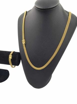 Imagem de Cordão + pulseira lacraia 8mm - banhado a ouro 18k