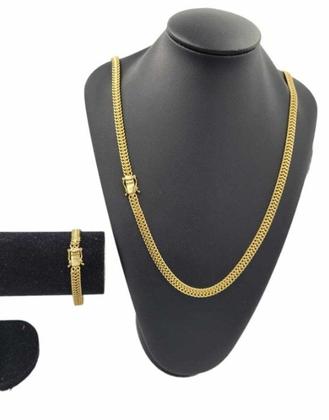 Imagem de Cordão + pulseira lacraia 8mm - banhado a ouro 18k