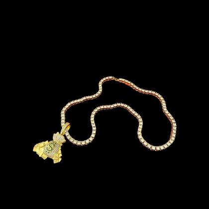 Imagem de Cordão Riviera + Pingente Saco Dinheiro - Banhado a Ouro 18k