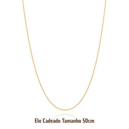 Imagem de Cordão Rommanel Elo Cadeado Feminino Banhado Ouro 18k Lindo Delicado 531639