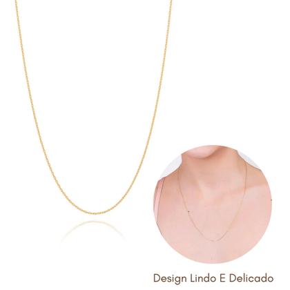 Imagem de Cordão Rommanel Elo Cadeado Feminino Banhado Ouro 18k Lindo Delicado 531639