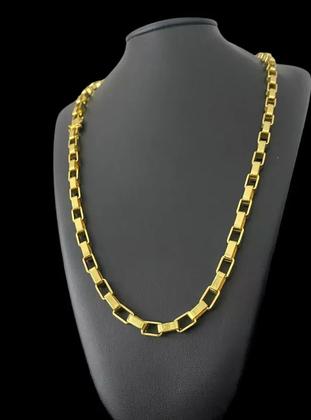 Imagem de Cordão Tijolinho Curto 8mm Banhado A Ouro 18k