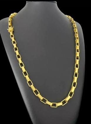 Imagem de Cordão Tijolinho Curto 8mm Banhado A Ouro 18k