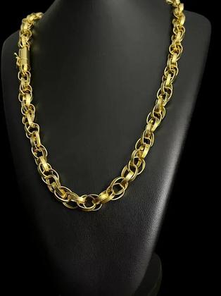 Imagem de Cordão trançado 12mm - banhado a ouro 18k