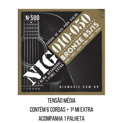 Imagem de Cordas de Aço Para Violão Nig N-500 010.050 Bronze