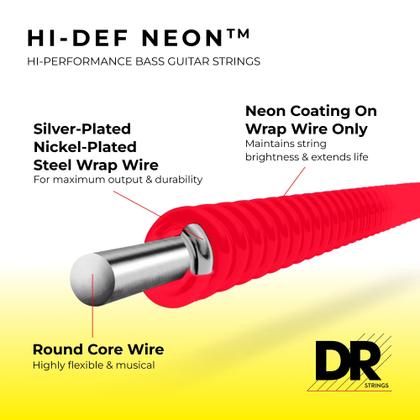 Imagem de Cordas de baixo DR Strings Hi-Def Neon Red Bass Lite (NRB40)