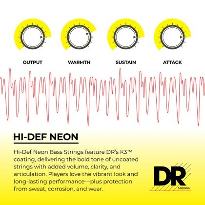 Imagem de Cordas de baixo DR Strings Hi-Def Neon Red Bass Lite (NRB40)