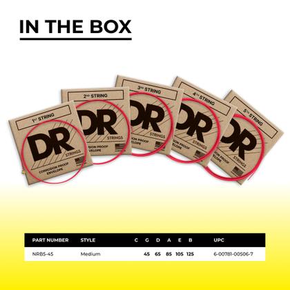 Imagem de Cordas de baixo DR Strings Red Devils Extra-Life de 5 cordas