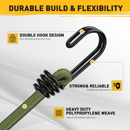 Imagem de Cordas elásticas ELEAD, 10 unidades, 102 cm, resistentes, verdes para uso externo