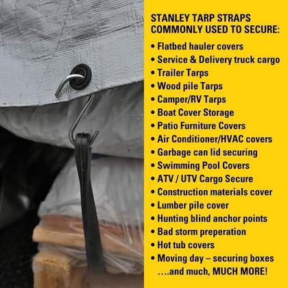 Imagem de Cordas Elásticas STANLEY S300421 - Pretas, 21cm, Borracha para Todos os Climas (Pacote com 10)