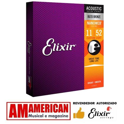Imagem de Cordas Para Violão Aço 010 Elixir Made In Usa C/ Nota Fiscal
