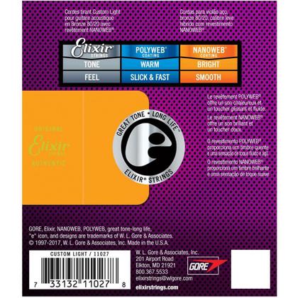 Imagem de Cordas Para Violão Aço 010 Elixir Made In Usa C/ Nota Fiscal