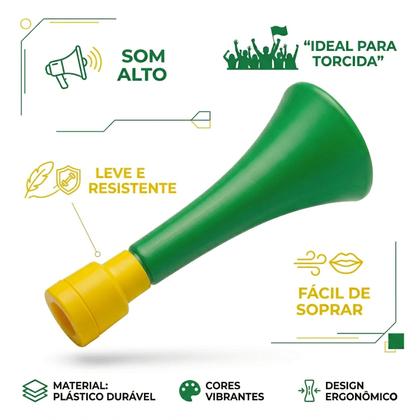 Imagem de Corneta N1 Buzina 20 Cm Verde E Amarela Vuvuzela Torcida Copa Do Mundo Brasil