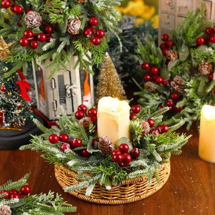 Imagem de Coroa de anéis de vela de Natal Norfolk Pine Garland 12 unidades