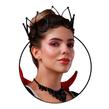 Imagem de Coroa Princesa Vampira Rainha Preta de Luxo Acessório Halloween