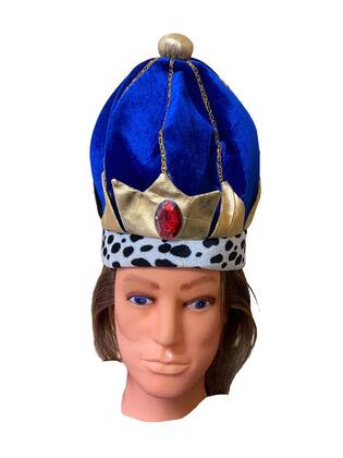Imagem de Coroa Rei Tecido Azul Festa Fantasia Luxo Carnaval