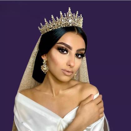 Imagem de Coroa Tiara Noiva Debutante Miss Strass Luxo Brilho Princesa