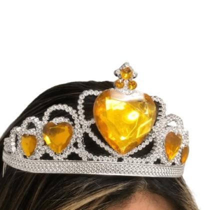 Imagem de Coroa Tiara Pedras de Coração - Verde ou Amarelo com presilhas laterais