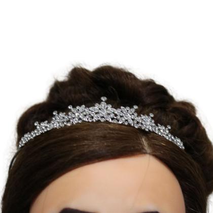 Imagem de Coroa Tiara Porta Coque Prata Noivas Debutantes Strass T35