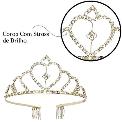 Imagem de Coroa Tiara Strass Noiva Debutante Luxo Pente Festa Moda