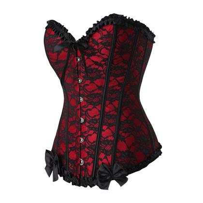 Imagem de Corpete Corset Espartilho Cinta Modela Cintura Floral Red