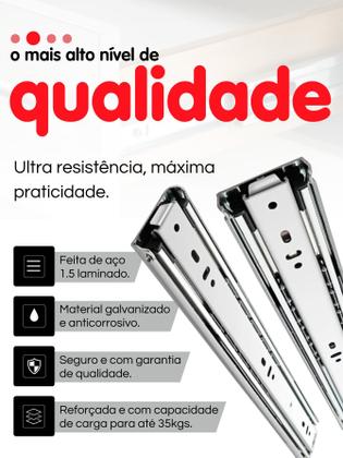 Imagem de Corrediça Gaveta Trilho Telescópico LIGHT 250MM (25CM) PAR