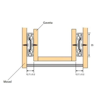 Imagem de Corrediça Telescópica H35 500mm (25Kg) Mini Zincada Conex