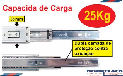 Imagem de Corrediça Telescópica Light 350 X 35mm Trilho Gaveta De 35cm