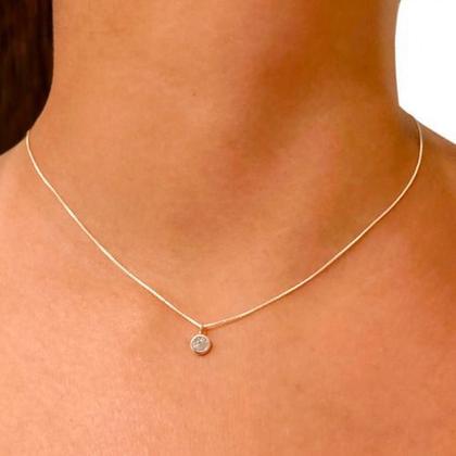 Imagem de Corrente 40cm com Ponto De Luz Prata 925 Legítima Gargantilha Colar Cordão com Pingente Zircônia