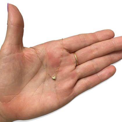 Imagem de Corrente Americana em Ouro 18k Com Pingente Coração 45cm Cordão Colar Gargantilha Feminina