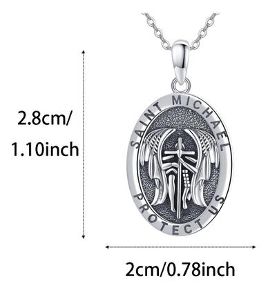 Imagem de Corrente Arcanjo São Miguel Cordão Pingente Aço Fé Escudo Anjo da guarda fé cristã Proteção espiritual