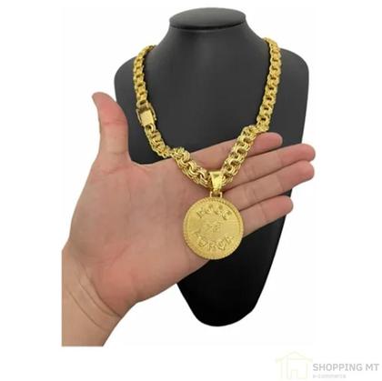 Imagem de Corrente Banhado Ouro 12Mm Pingente Feita De Moeda Antiga