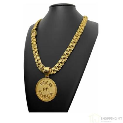 Imagem de Corrente Banhado Ouro 12Mm Pingente Feita De Moeda Antiga