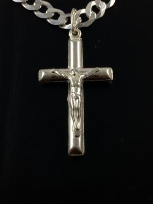Imagem de Corrente C/ Crucifixo Prata Maciça 925 Grumet Masculina 70cm