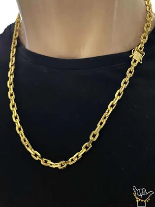 Imagem de Corrente Cadeado 6mm  Pingente São Jorge  Banhado a Ouro 18k