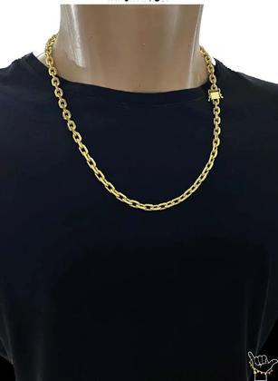 Imagem de Corrente Cadeado 6mm  Pingente São Jorge  Banhado a Ouro 18k