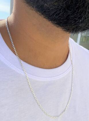 Imagem de Corrente Cadeado De Prata 925 Masculina 2.6mm 70cm Maciça