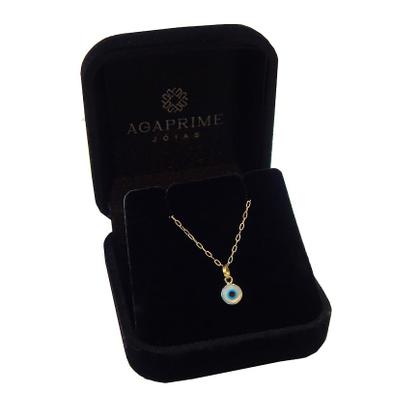 Imagem de Corrente Colar Cordão Com Pingente Olho Grego Mini Ouro 18k