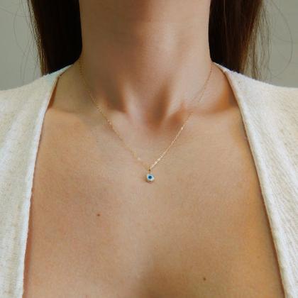 Imagem de Corrente Colar Cordão Com Pingente Olho Grego Mini Ouro 18k