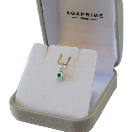 Imagem de Corrente Colar Cordão Com Pingente Olho Grego Mini Ouro 18k