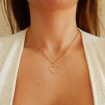 Imagem de Corrente Colar Cordão Diamantado Com Pingente Coração Grande Ouro 18k