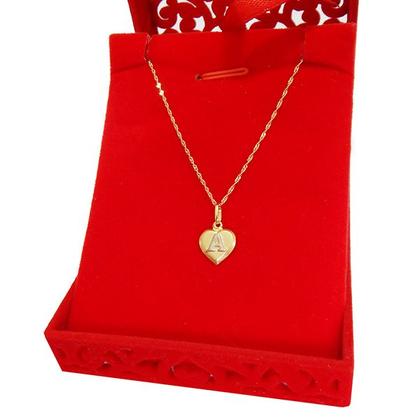 Imagem de Corrente Colar Cordão Feminina com Pingente Letra Nome Ouro 18k 40cm