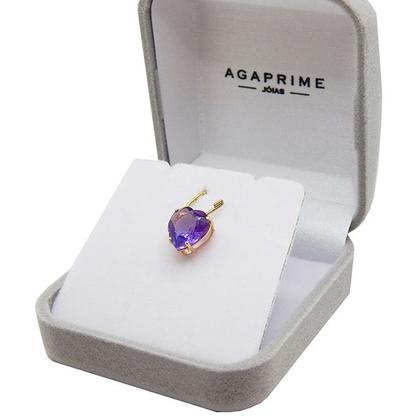 Imagem de Corrente Colar Cordão Feminino Com Pingente Coração Ametista Em Ouro 18k