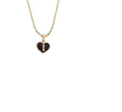 Imagem de  Corrente Colar Cordão Feminino Pingente Coração Paz e Amor Letra Inicial I Personalizado Banhado Em Ouro 18k.